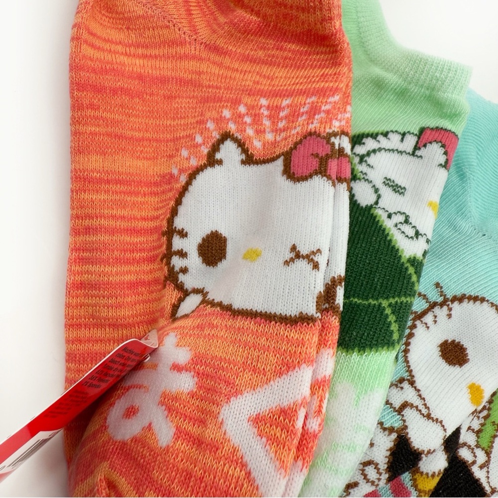 Hello Kitty Womens No Show Socks Sanrio Cartoon Sushi Pastel Cute Gift 5 Pairs - Picture 3 of 8